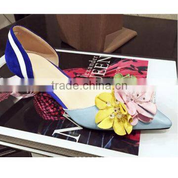 Korean Style Women Flower Mid Heel Shoes Soft Leather Dressing Shoes for Women Grace Women Dating Shoes photo-4