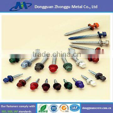 hot selling painted hex head self tapping screws with EPDM washer