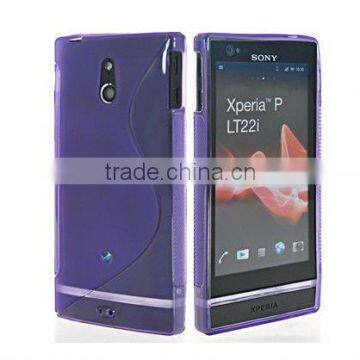 purple S-line Gel silicon Case Rubber Skin Tpu Cover for sony LT22i Xperia P