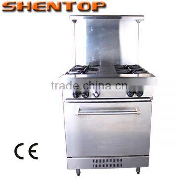 Shentop Commercial kitchen equipment Stainless Steel 4 burner gas cooker with oven STPP-JLX4 free standing gas cooker