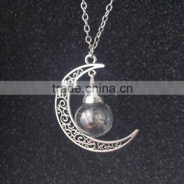 2016 Glass Dried Flower Chain Pendant Wish Bottle Necklace For Women Jewellery Wedding photo-5
