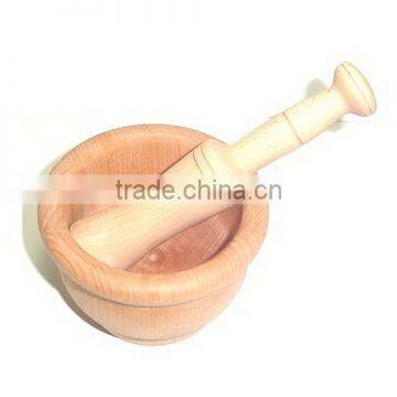 Wooden Mortar and Pestle Set with Durable Structure and Stylish Shape