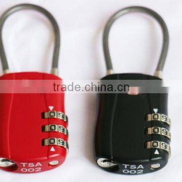 Travel luggage combination cable TSA lock, 3-dial combination TSA padlock,3 digital Combination TSA Lock