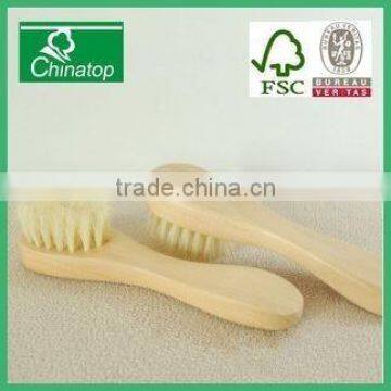 Cleaning wooden face brush with soft bristles, bath scrubber, WFB001