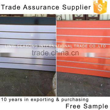 China 1220*2440*15mm melamine mdf slot board with aluminium strip