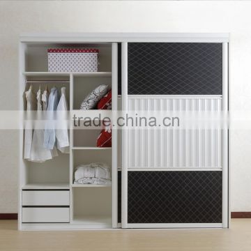 White and Black Combined E1 Grade Plwood Wardrobe