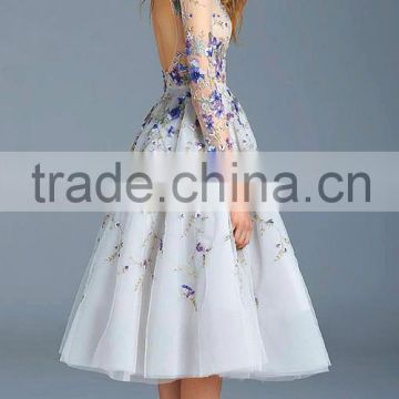 AR-98 Sheer New Style See Through Vestido De Festa Curto Embroidery Flowers Sexy Cocktail Dress For Party