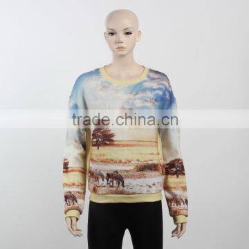 F5W13061 European Style Crew Neck Long Sleeve Pullover Sweatshirt