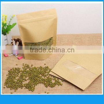 Snacks package brown kraft paper zip lock bag with window