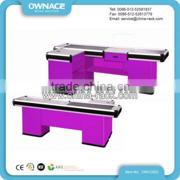 Hot Sale Automatic Electric Checkout Counter with Conveyor Belt in Modern Style for Supermarket