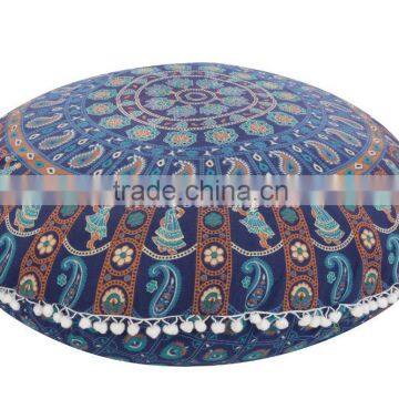 Indian Mandala Mantas Pillow Cover Decorative Round Floor Cushions Roundie Meditation Cushion Cover Boho Throw Pillow Case