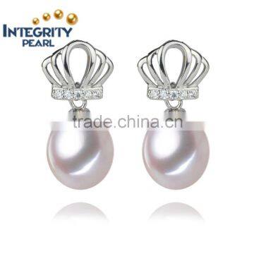 Drop pearl earring AAA 8-9mm wholesale freshwater white pearl earrings