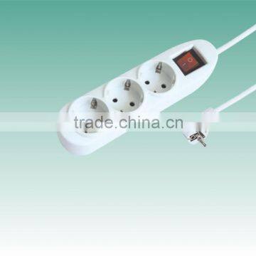 European 3way extension socket with switch children protector