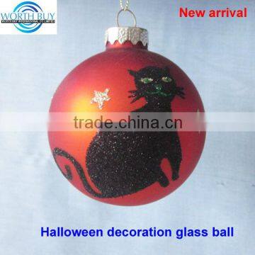 Black cat decorated glass ball 2014 new halloween decorations pops