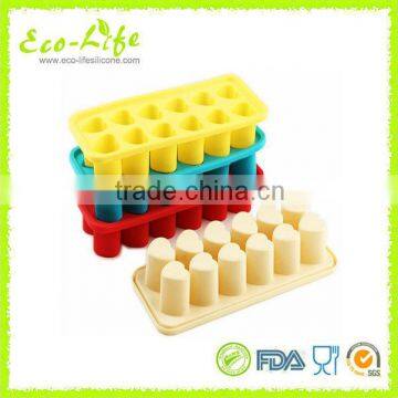 12 High Hearts Silicone Ice Cube Tray, Silicone Popsicle Maker with Sticks, Ice Cream Cake Mold