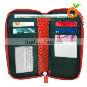 lady oil wax leather wallet with wrist strap handmade large capacity zipper wallets RFID blocking