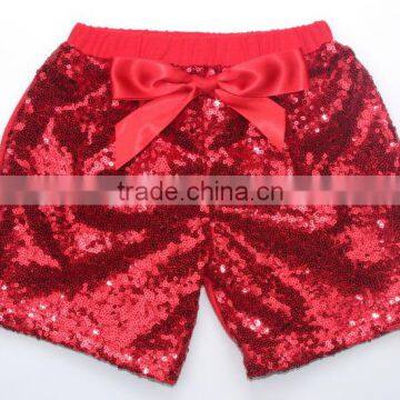 Wholesale children's boutique clothing baby girls sequin shorts fashion children wear with bow red clothes