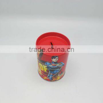 Red round shape, ,CMYK printing tin money box