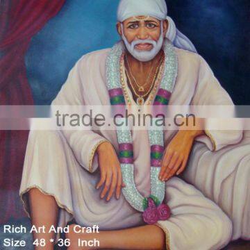 India Sai Baba of Shirdi Saint Indian Canvas Oil Painting