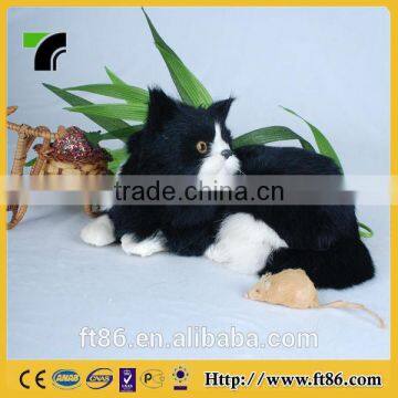 Perfect sculpture Children's toys sanimal model fur animals animated plush toys black cat