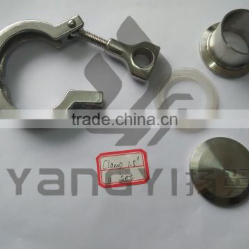 stainless steel 1.5'' tri clover clamp with end cap ferrule and gasket