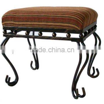 upholstered square bar steel footstool