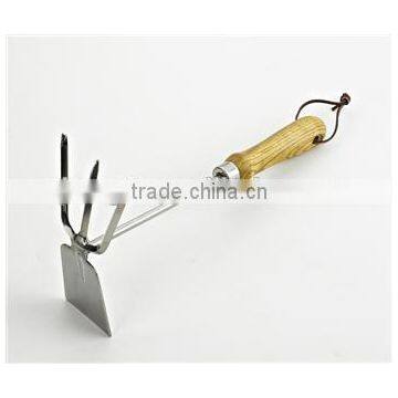 ISO9001 609421 13" Stainless steel 3-tine hand fork & hoe