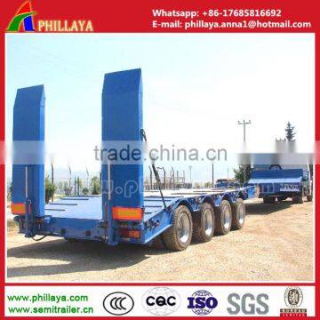 Heavy Duty Tri-axle 60 Ton Low Flatbed Semi Trailer/ Low Bed Truck Trailer for Excavator Transportation photo-2