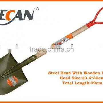 high quality wooden handle shovel with D gripe