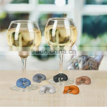 Silicone Cat Wine Glass Markers,Silicone Cat Wine Glass Charms,Bar Accessories