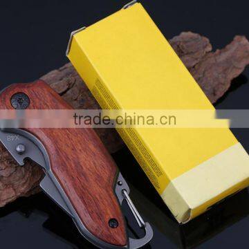 Multifunctional Mini Wood Handle Outdoor Survival Folding Pocket Tool Knife photo-4