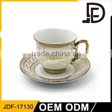 Wholesale Gold Electro Plating Custom Printed Durable Porcelain Tea Cup and Saucer photo-5
