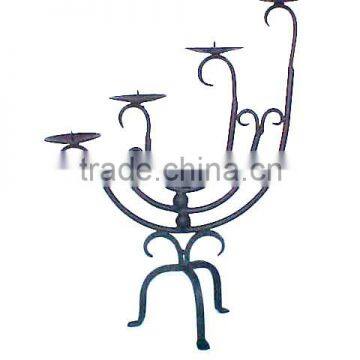 Wroght Iron Home Decoration Table Top Black 4 Arm Candle Pillar Holder, Black Candle Holder