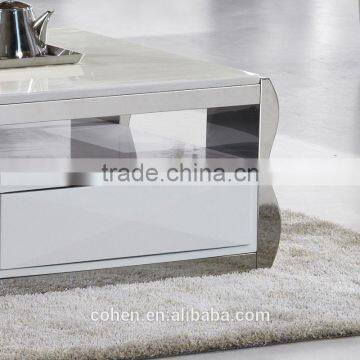 European Design Modern Mdf Stainless Steel Marble Top Coffee Table photo-3