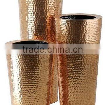 copper round tall metal antique planters