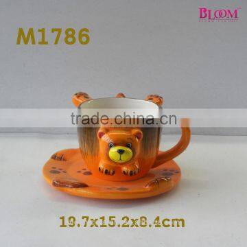 factory direct ceramic lion coffee cup and saucer