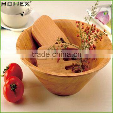 Food Large Bamboo Wooden Salad Bowl Set With Salad Hands/Homex_Factory