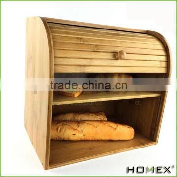 Bamboo large capacity bread storage/ double bread box Homex-BSCI