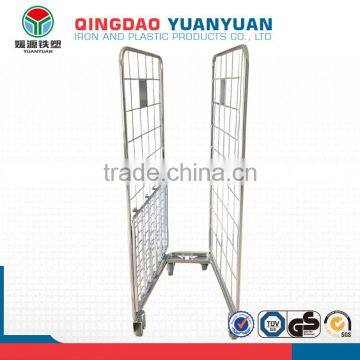 Logistics 2 sided logistics roll container pallet warehouse containers storage cage with wheels metal trolley