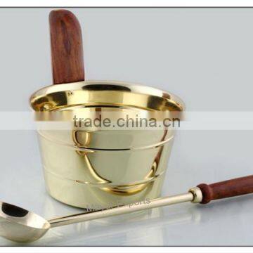 Steel Sauna Bucket with Brass Plating