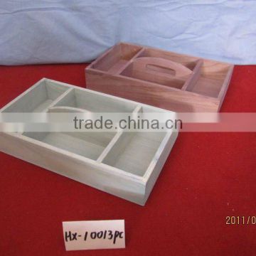 small wooden craft tray with compartment