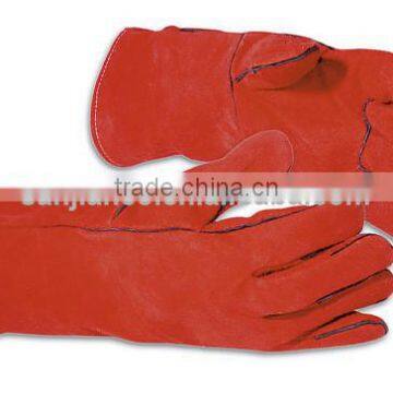 AB grade cow split leather long and rubberized cuff welding working glove for women