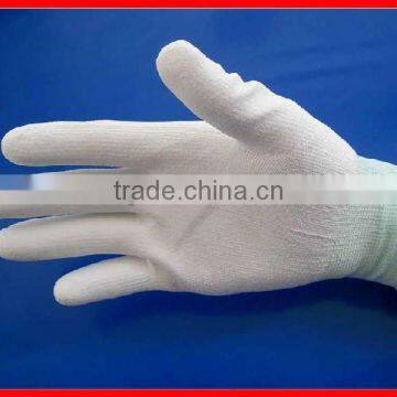 13gauge white nylon gloves with white PU palm coated