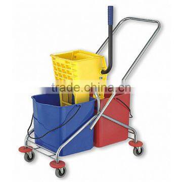 Side-press Double Mop Wringer Trolley