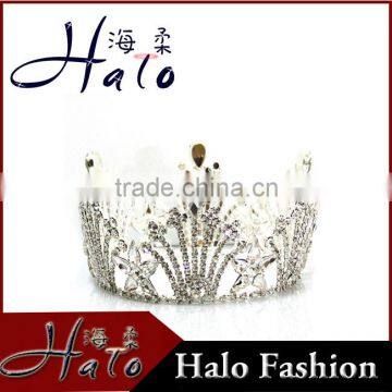 Hot sell Silver plating Rhinestone tiaras and crowns Wedding ladies crown bulk princess rhinestone tiaras