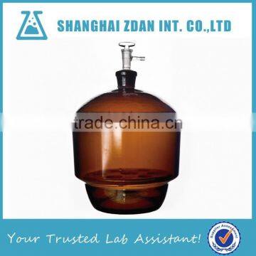 Glass Brown Vacuum Desiccator With Ground-in Stopcock And Porcelain Plate For Laboratory Glassware