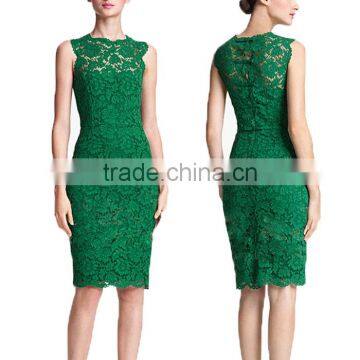 Women's Vintage Lace Sleeveless Cocktail Evening Party Bodycon Slim Pencil Dress photo-4
