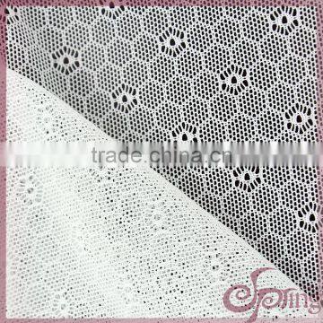 White geometric small flower elastic lace tricot fabric, decorative bridal lace fabrics