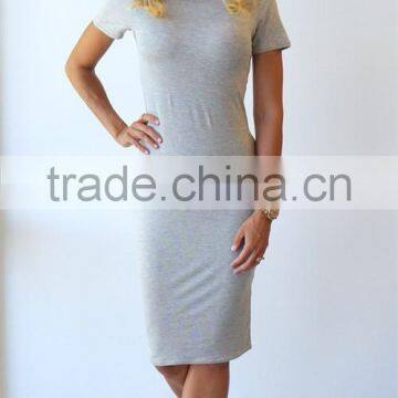 New Fashion Woman Dress Summer Basic Midi Jersey Dresses Slim Bodycon Workwear photo-6