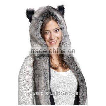 Wholesale Europe and USA Winter Female Faux Rabbit Fur Animal Hat Togther With Scarf photo-5